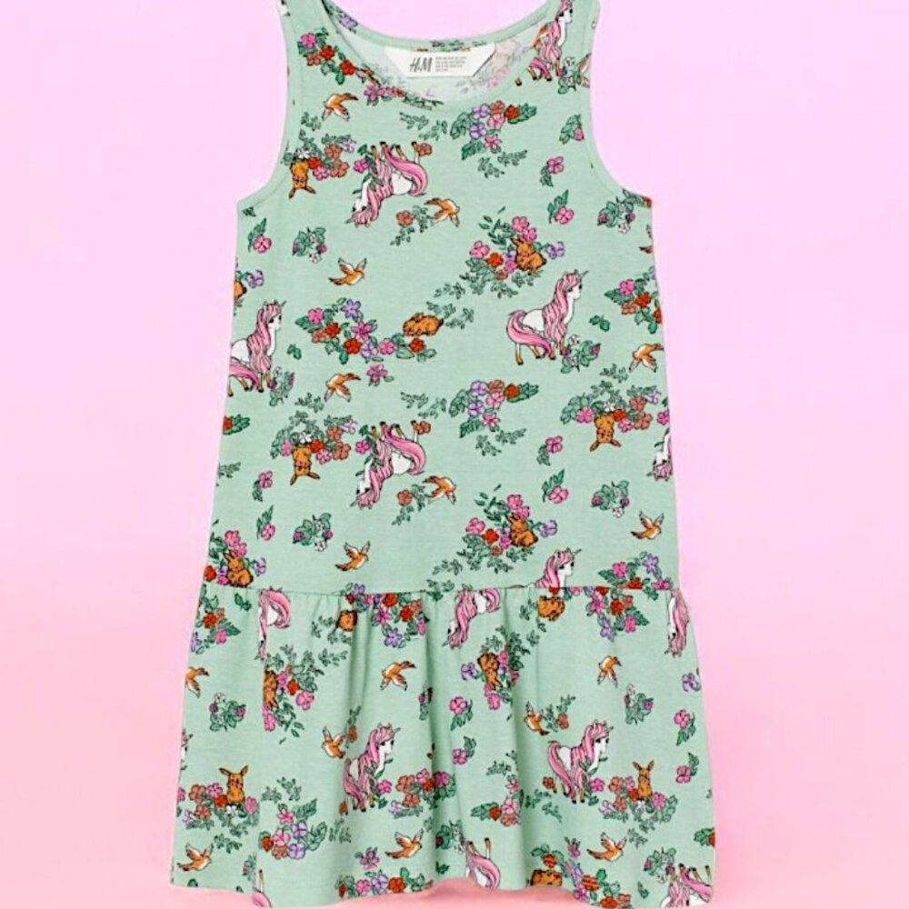 H&M Soft Green Forest Sleeveless dress 100% Cotton Airy & sting free  NWT